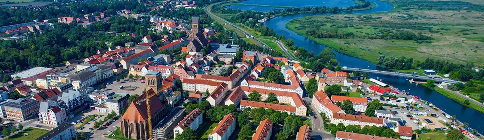 Luftbild der Altstadt von Anklam